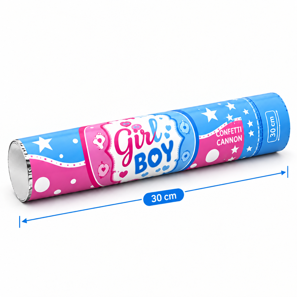 Lanzador de confeti de género, 30 cm, versión papelillos