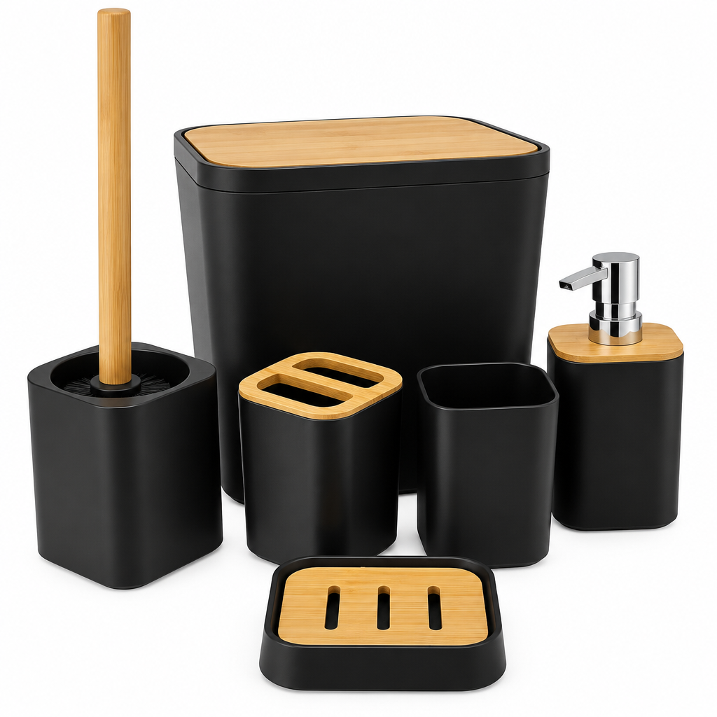 Set de 6 accesorios para baño de plástico