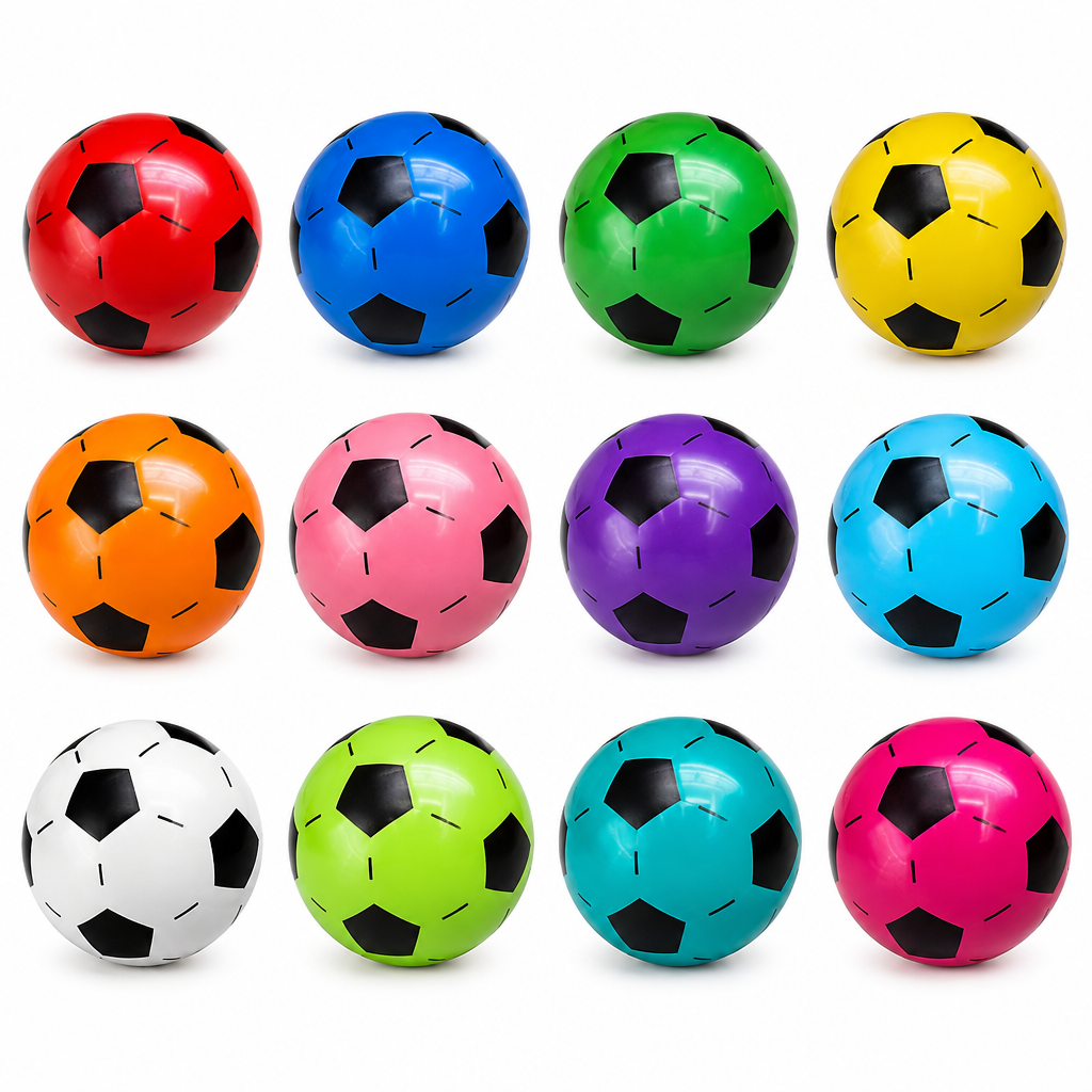 Set de 12 Pelotas de PVC Diseño Fútbol, Colores Surtidos