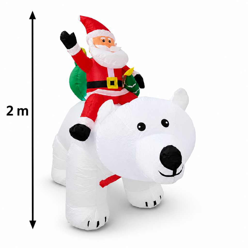 Oso inflable con Santa y movimiento 2 m – Decoración navideña exterior