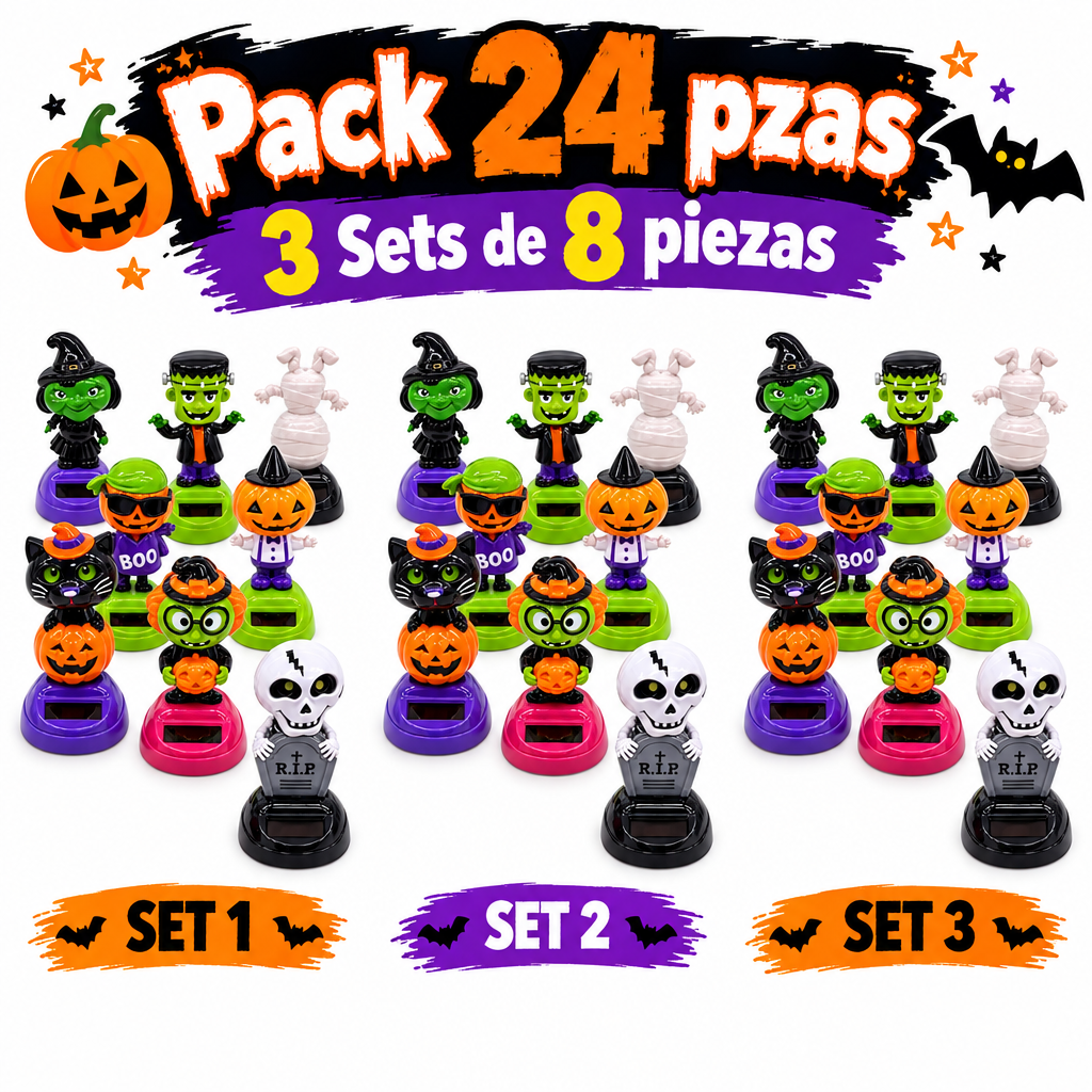 Adorno Solar Halloween Mix Bailarín — Paquete 24 pz | Mayoreo