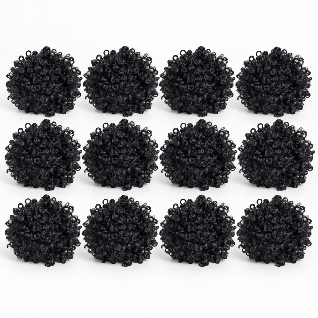 Pack de 12 - Peluca, solo negra, 100 g