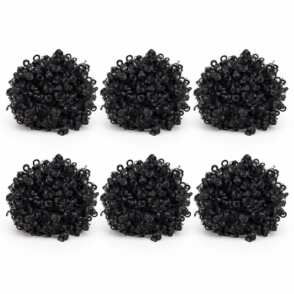 Pack de 6 - Peluca, solo negra, 100 g